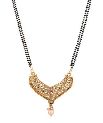 Woman Gold-Plated & Black Beaded Mangalsutra 2