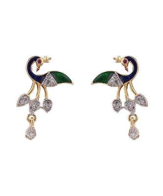 Gold Plated Black Artificial Stones-Studded & Beaded Peacock Motif Mangalsutra Set 5