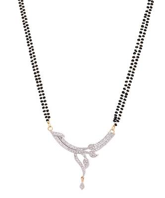 Gold Plated Black Artificial Stones-Studded & Beaded Mangalsutra Set 2