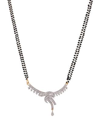 Gold Plated Black Artificial Stones-Studded & Beaded Mangalsutra Set 2