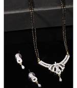 Gold Plated Black Artificial Stones-Studded & Beaded Mangalsutra Set