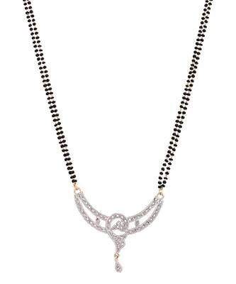 Gold Plated Black Artificial Stones-Studded & Beaded Mangalsutra Set 2