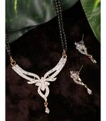 Gold Plated Black Artificial Stones-Studded & Beaded Mangalsutra Set