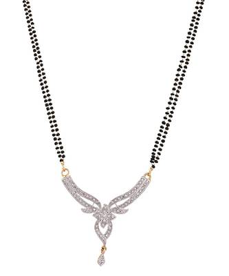 Gold Plated Black Artificial Stones-Studded & Beaded Mangalsutra Set 2