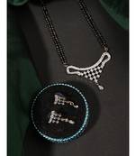 Gold Plated Black Artificial Stones-Studded & Beaded Mangalsutra Set