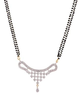 Gold Plated Black Artificial Stones-Studded & Beaded Mangalsutra Set 2