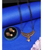 Woman Gold-Plated & Black Beaded Mangalsutra