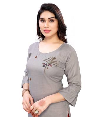 Grey hand woven cotton kurtas-and-kurtis 5
