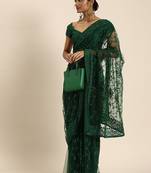 Green embroidered net saree with blouse