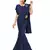 Navy Blue Ready To Wear Saree With Broach Stitching Blouse