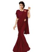 Maroon Ready To Wear Saree With Broach Stitching Blouse