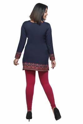 Navy-blue printed crepe short-kurtis 2
