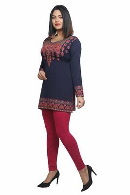 Navy-blue printed crepe short-kurtis 3