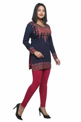Navy-blue printed crepe short-kurtis 4