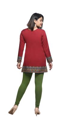 Maroon printed crepe short-kurtis 2