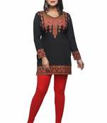 Black printed crepe short-kurtis