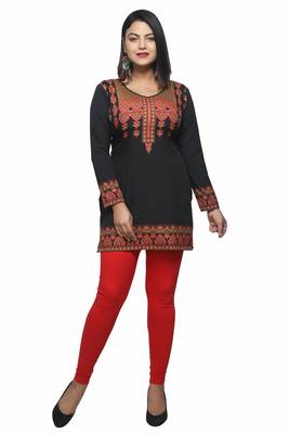 Black printed crepe short-kurtis 4