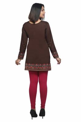 Brown printed crepe short-kurtis 3