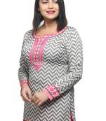 Grey printed crepe short-kurtis