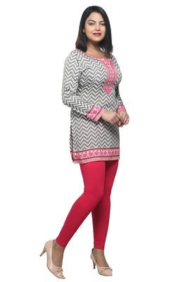 Grey printed crepe short-kurtis 4