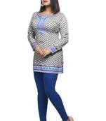 Grey printed crepe short-kurtis