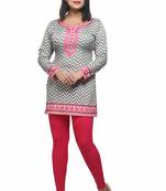 Grey printed crepe short-kurtis