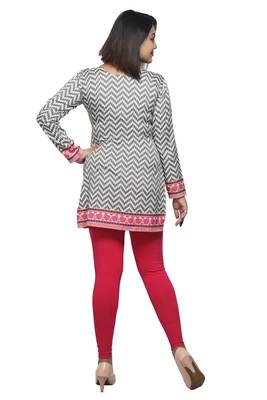 Grey printed crepe short-kurtis 2