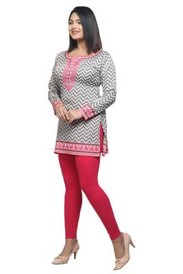 Grey printed crepe short-kurtis 3