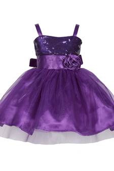 Purple embroidered satin kids-girl-gowns