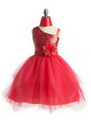Red plain satin kids-girl-gowns 1