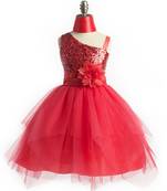 Red plain satin kids-girl-gowns