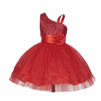 Red plain satin kids-girl-gowns 2