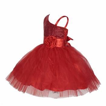 Red plain satin kids-girl-gowns 3