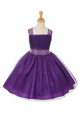 Purple plain satin kids-girl-gowns 1
