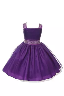Purple plain satin kids-girl-gowns