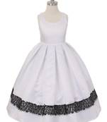 White plain satin kids-girl-gowns