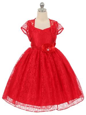 Red plain net kids-girl-gowns 1