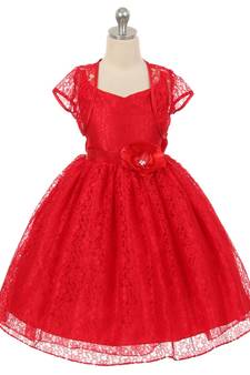 Red plain net kids-girl-gowns
