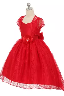 Red plain net kids-girl-gowns