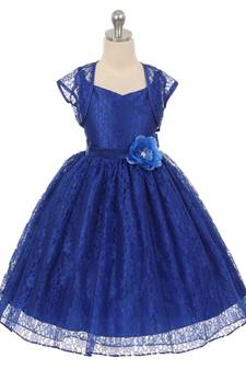 Blue plain net kids-girl-gowns