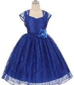 Blue plain net kids-girl-gowns