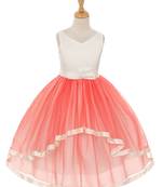 Beige plain net kids-girl-gowns