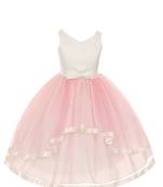 Pink plain net kids-girl-gowns
