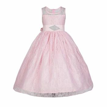 Pink plain satin kids-girl-gowns 1