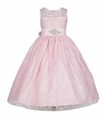 Pink plain satin kids-girl-gowns