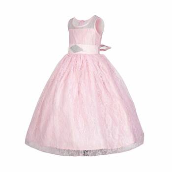 Pink plain satin kids-girl-gowns 2