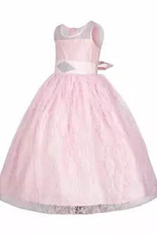 Pink plain satin kids-girl-gowns