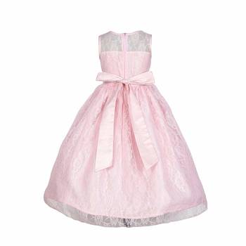 Pink plain satin kids-girl-gowns 3
