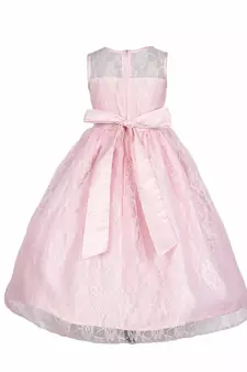 Pink plain satin kids-girl-gowns