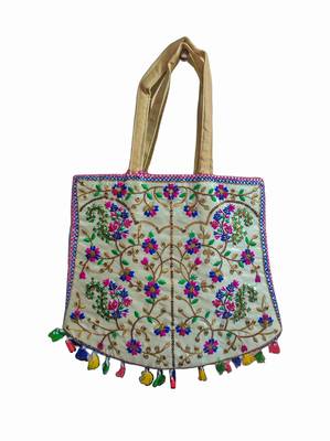 Ritzie Handcrafted Shoulder Boho Sling Tote Bag for Women, Traditional Indian Flower Design 1